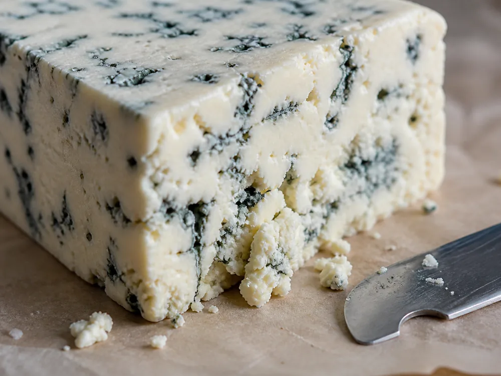 Moist Roquefort wedge with blue veining and crumbly paste - Roquefort Cheese | KnowTheCheese