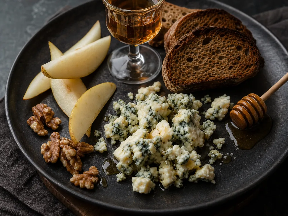 Roquefort crumbles with pear walnuts and honey - Roquefort Cheese | KnowTheCheese