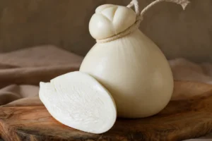 Pear-shaped white Scamorza with pinched tied neck - Scamorza cheese | KnowTheCheese