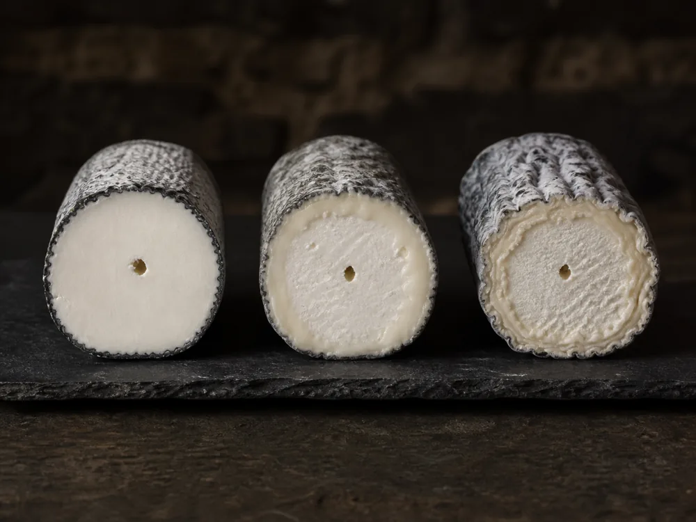 Three ripeness stages of Sainte-Maure de Touraine compared - Sainte-Maure de Touraine | KnowTheCheese