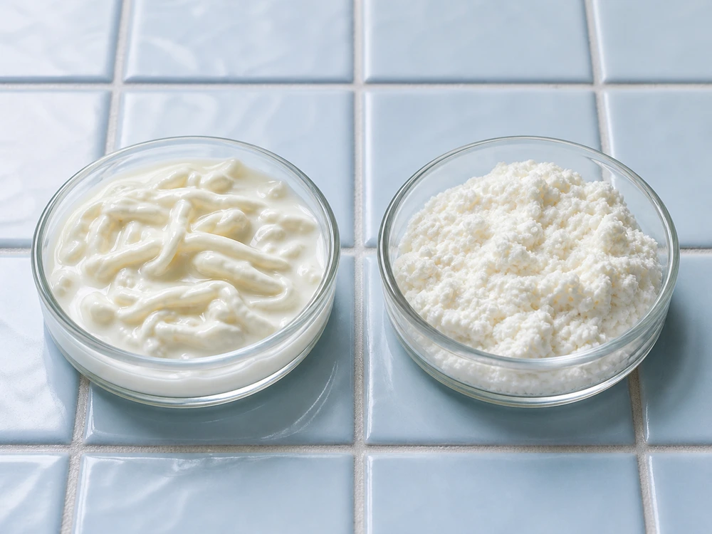 Stracciatella ribbons compared with fine ricotta curds - Stracciatella cheese | KnowTheCheese