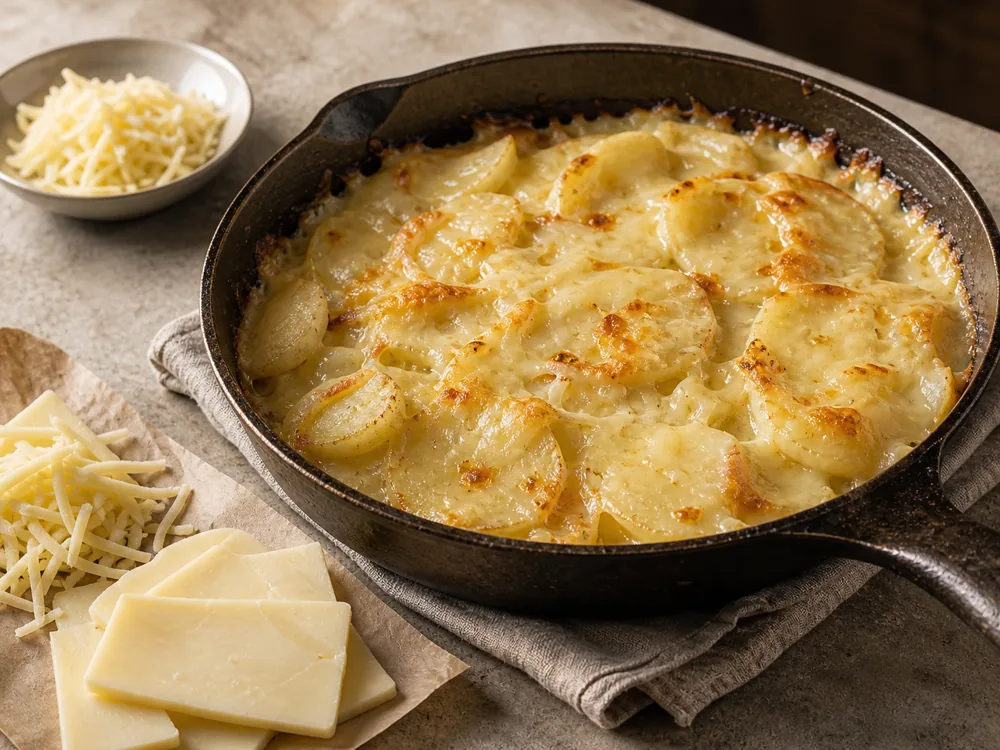 Fontina-style melting cheese in a gratin skillet - Fontina cheese | KnowTheCheese