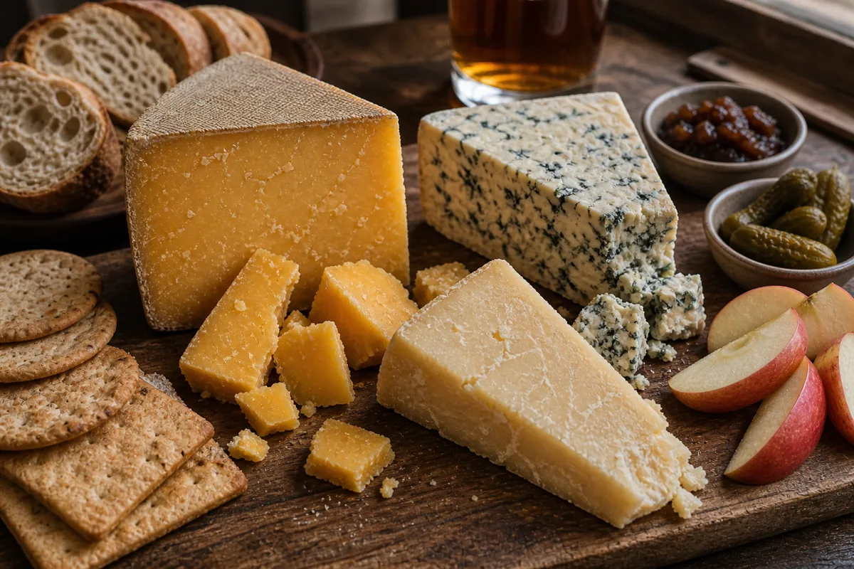 British cheese board with cheddar stilton and territorial cheeses - British cheeses region guide | KnowTheCheese