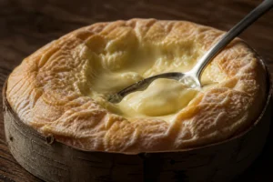 Soft washed-rind cheese in a spruce-bark band with runny paste - Vacherin Mont d'Or style cheese | KnowTheCheese