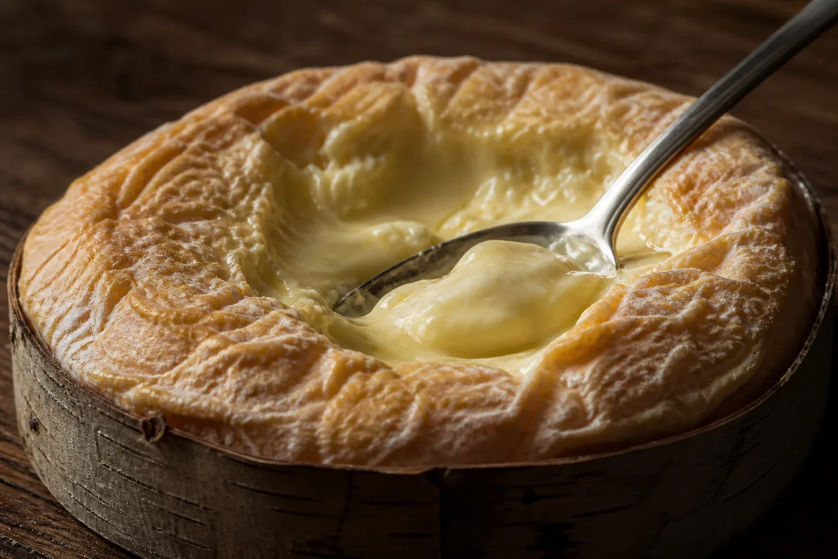 Soft washed-rind cheese in a spruce-bark band with runny paste - Vacherin Mont d'Or style cheese | KnowTheCheese