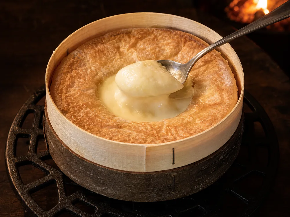 Baked Vacherin Mont d'Or with a spoonable molten center - Vacherin Mont d'Or | KnowTheCheese