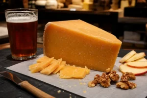 Ochre aged Gouda style wedge with crystals apple walnuts and amber ale - Vintage Lot 18 | KnowTheCheese