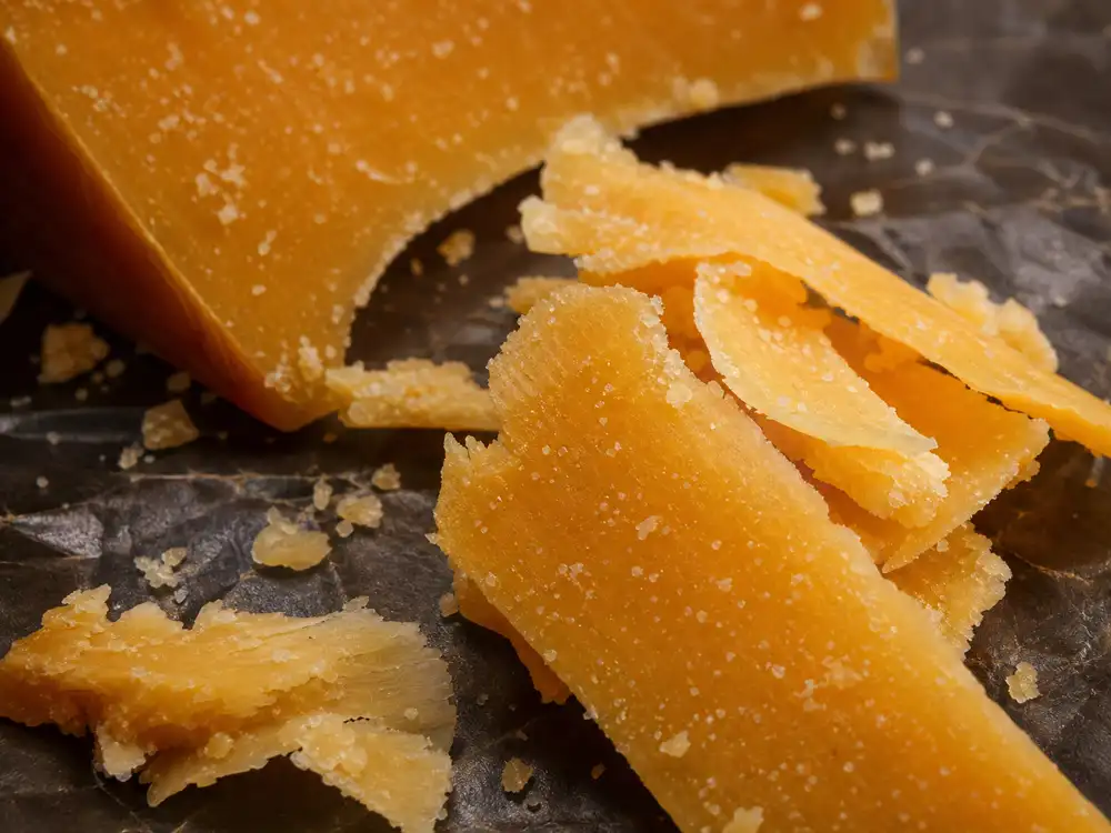 Thin brittle aged Gouda shavings with crystal specks - Vintage Lot 18 | KnowTheCheese